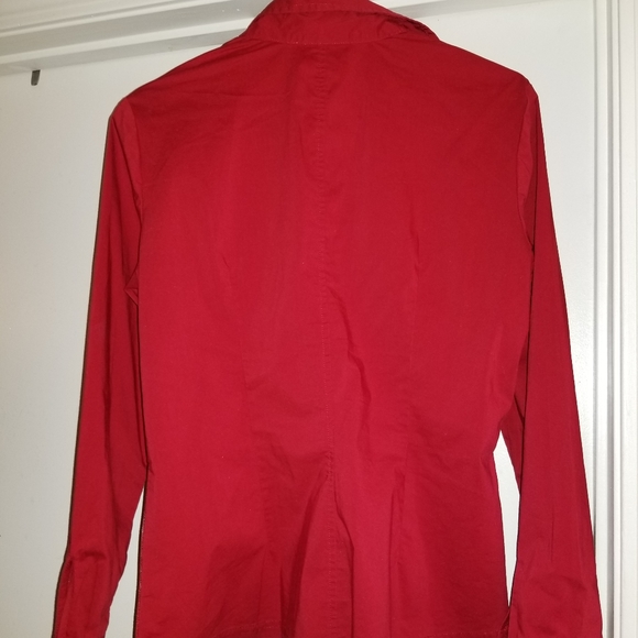 New York & Company red collard shirt w/side zipper - Picture 3 of 5